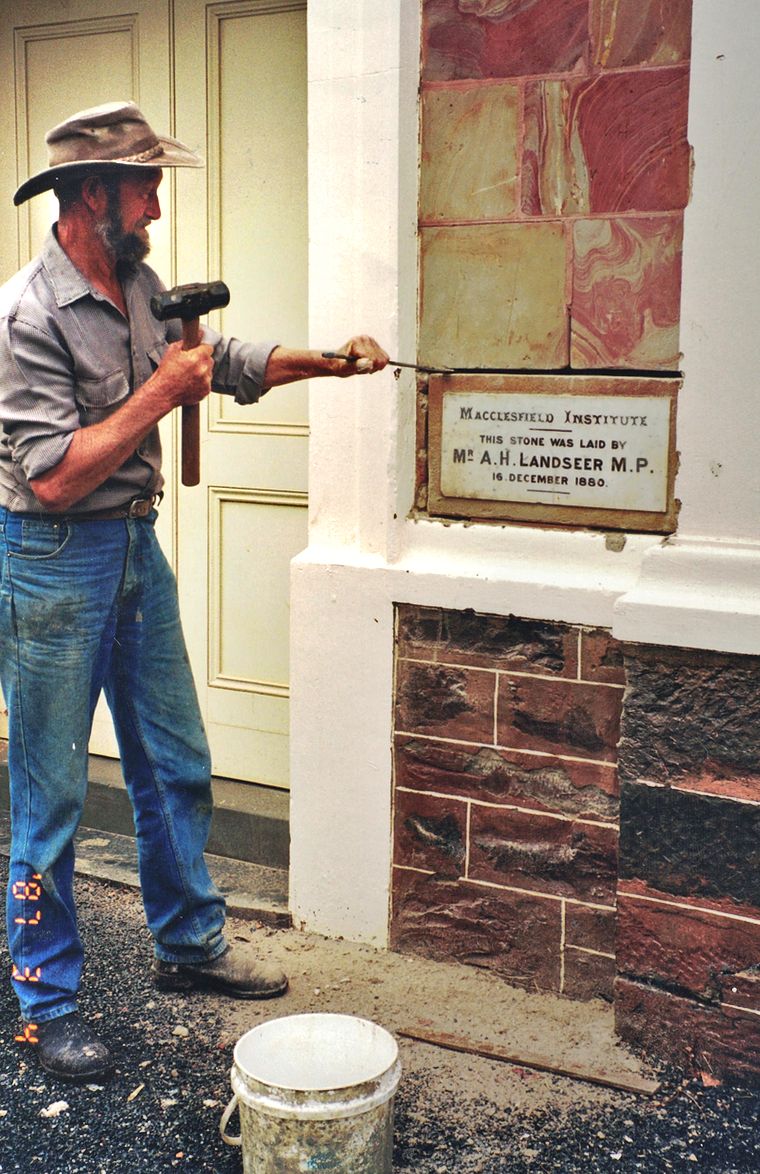 Arend Vink removing the 1880 time capsule