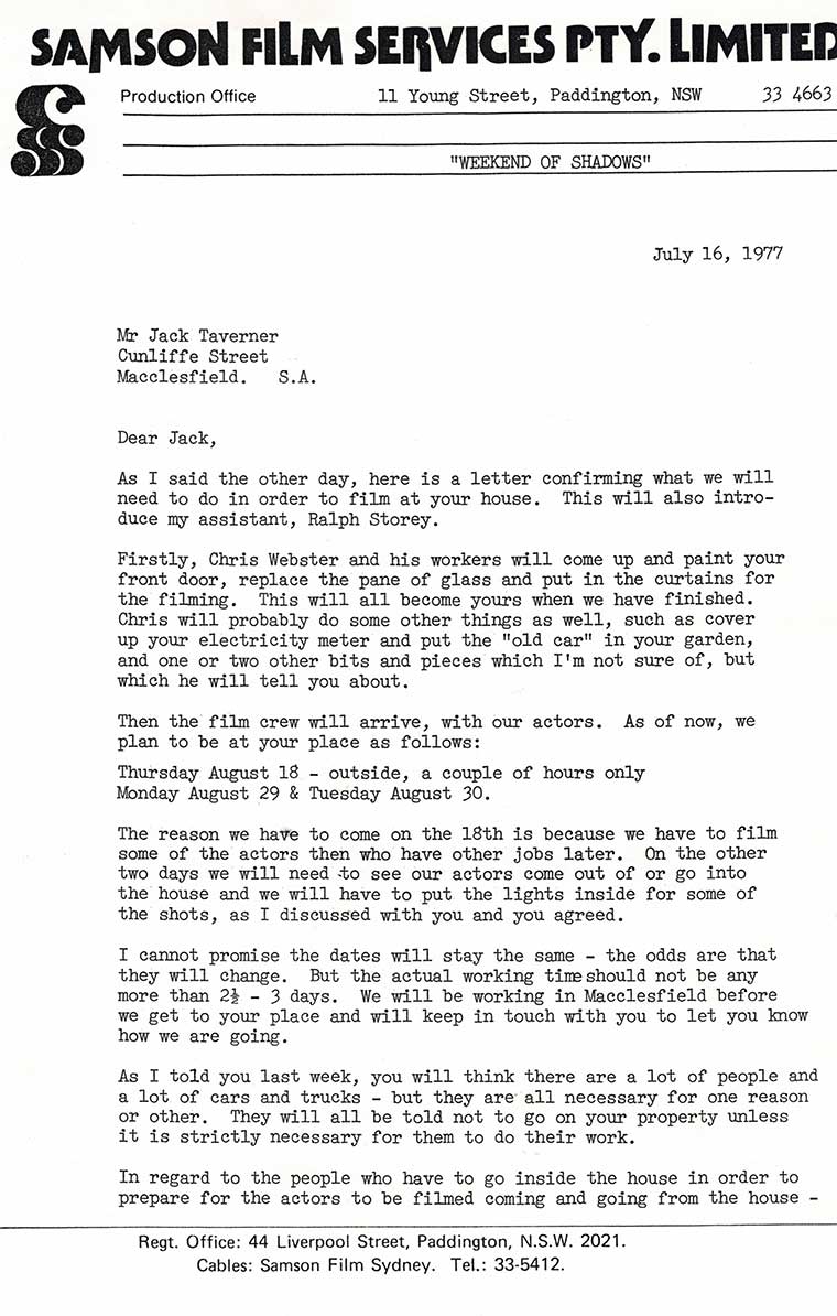 Jack Taverner letter part 1