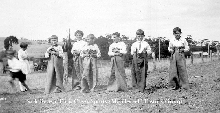 Sack race Paris Creek sports