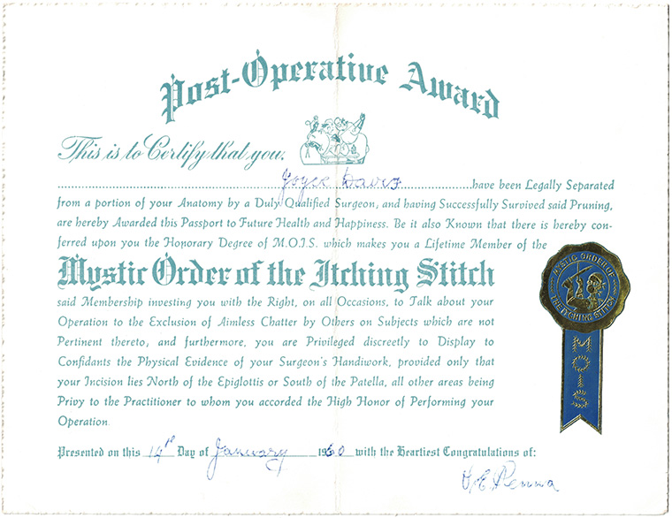 Post Operative Award inside