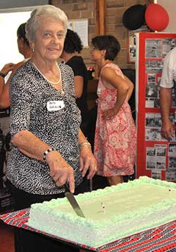 Dora Gallasch (nee Handke) cutting her birthday cake in 2013
